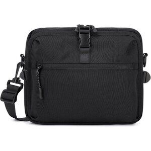 Small Black Polyester Crossbody Messenger Bag for Men Women, Adjustable, Lightwe